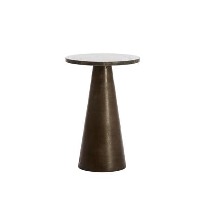 Light & Living Ronde Bijzettafel 'Ynez' Marmer, 29cm, kleur Donkerbruin