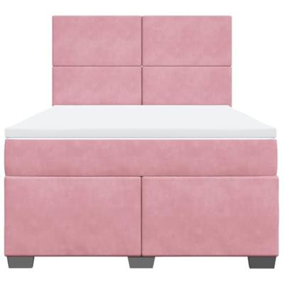 Boxspring met matras fluweel roze 140x200 cm