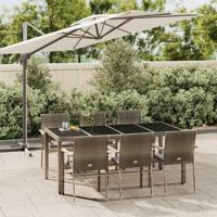7-delige Tuinset met kussens poly rattan grijs - thumbnail