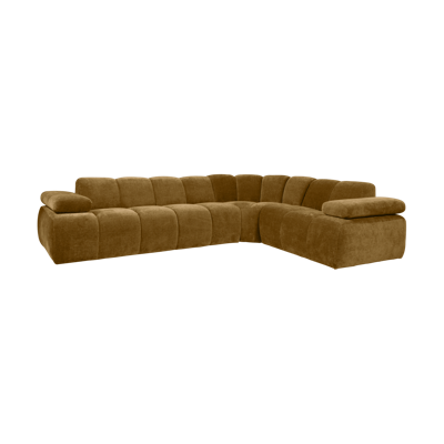 Woood Mojo hoekbank rechts ribstof Honinggeel