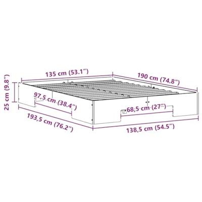 Bedframe met opslag Bruin 135 x 190 cm Massief grenenhout Bedframe met opslag Bruin 135 x 190 cm Massief grenenhout