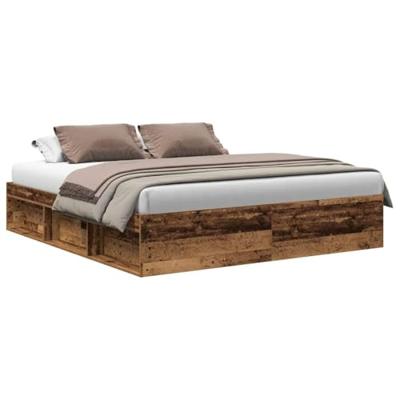 Bedframe zonder matras 200x200 cm bewerkt hout oud hout