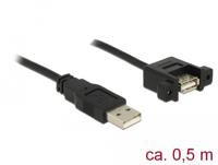 Delock USB 2.0 Aansluitkabel [1x USB-A 2.0 stekker - 1x USB 2.0 bus A] 0.50 m Zwart Vergulde steekcontacten - thumbnail