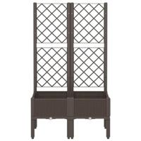 Plantenbak met latwerk 80x40x142 cm polypropeen bruin - thumbnail