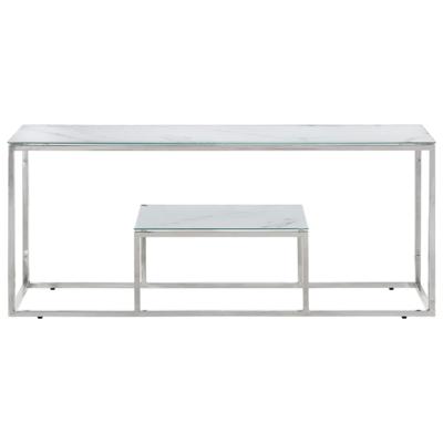 Salontafel roestvrijstaal en gehard glas zilverkleurig