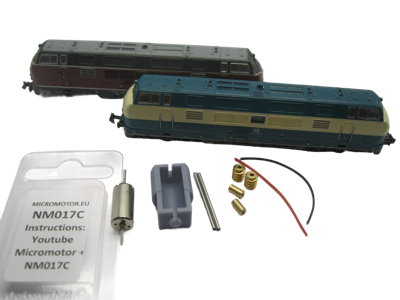 micromotor NM017C ombouwset voor Minitrix V200, BR 221, BR Class 42 Warship