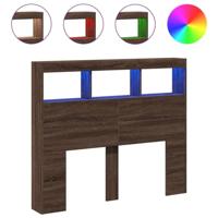 Hoofdbordkast met LED-verlichting 120x17x102 cm bruin eiken - thumbnail