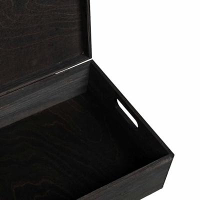VidaXL Houten kist met deksel&handvatten 40x30x13cm grenenhout zwart - thumbnail