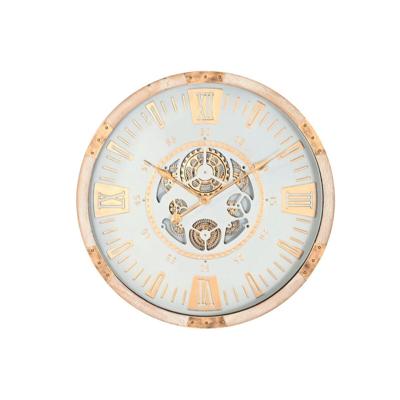 Muurklok Home ESPRIT Wit Natuurlijk Kristal Stads 63 X 8 X 63 CM