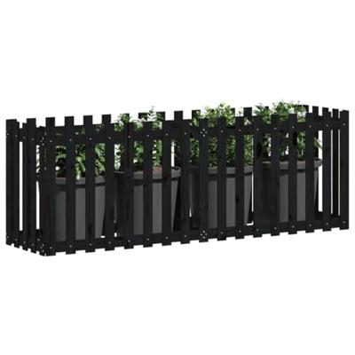 VidaXL Plantenbak verhoogd hekontwerp 200x50x70 cm grenenhout zwart VidaXL Plantenbak verhoogd hekontwerp 200x50x70 cm grenenhout zwart