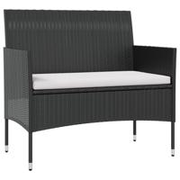 8-delige Loungeset met kussens poly rattan zwart - thumbnail