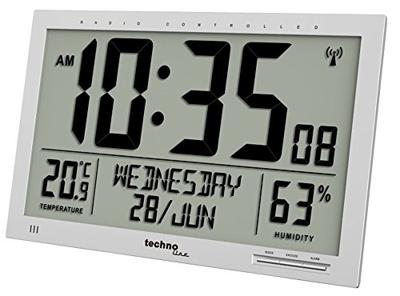 Techno Line WS 8013 Wandklok Zendergestuurd 369 mm x 229 mm x 24 mm Zilver Groot display Techno Line WS 8013 Wandklok Zendergestuurd 369 mm x 229 mm x 24 mm Zilver Groot display
