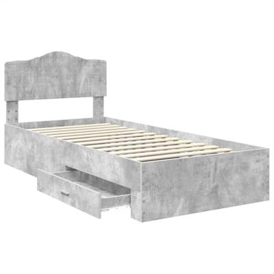 Bedframe met hoofdeinde Beton Grijs 90 x 190 cm Bewerkt hout