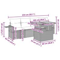 5-delige Loungeset met kussens poly rattan beige - thumbnail