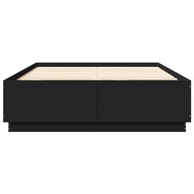 Bedframe met LED-verlichting bewerkt hout zwart 160x200 cm