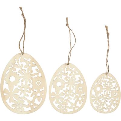 Creativ Company Ornamenten, h: 8+10+12 cm, b: 6+7,5+9 cm, dikte 3 mm, 3 stuk/ 1 doos