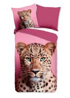 Pure Dekbedovertrek "panter met blauwe ogen" - Roze - (135x200 cm) - Microfiber - thumbnail