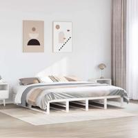 Bedframe zonder matras massief grenenhout wit 180x200 cm - thumbnail