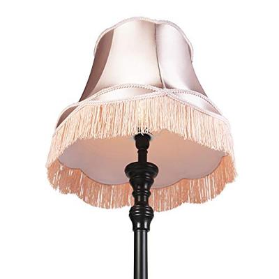QAZQA Vloerlamp zwart met Granny kap roze - Classico QAZQA Vloerlamp zwart met Granny kap roze - Classico