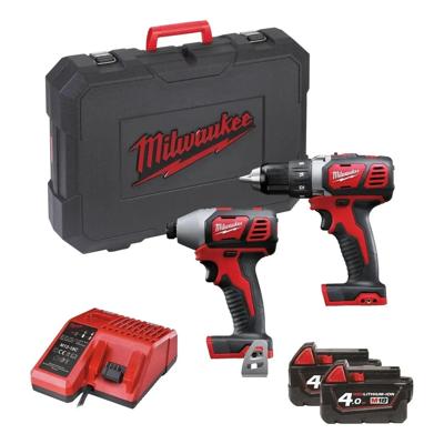 Milwaukee M18 BPP2D-402C Powerpack accu combiset 2-delig 18V 4.0Ah Li-Ion M18 in koffer - 4933447126 Milwaukee M18 BPP2D-402C Powerpack accu combiset 2-delig 18V 4.0Ah Li-Ion M18 in koffer - 4933447126