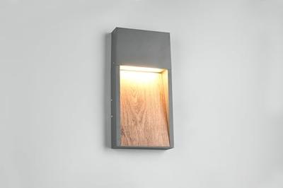 Trio Design wandlampSalmon grijs met hout - 246960135