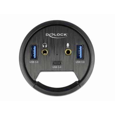 Delock 62794 3-poorts hub voor in bureau USB 1 x USB Type-C en 2 x USB Type-A + HD-audiopoorten