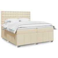 Boxspring met matras stof crèmekleurig 200x200 cm - thumbnail
