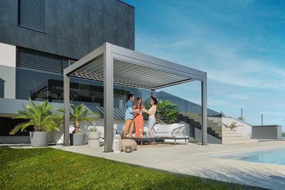 Biohort aluminium Pergola kwartsgrijs metallic 300x300 cm kwartsgrijs metallic lamellendak- - - Biohort Biohort aluminium Pergola kwartsgrijs metallic 300x300 cm kwartsgrijs metallic lamellendak- - - Biohort