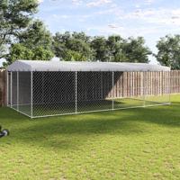 Hondenkennel voor buiten met dak 7,6x3,8x2,3 m - thumbnail