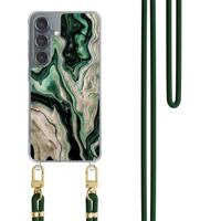 Samsung Galaxy S25 hoesje met groen koord - Green waves - thumbnail