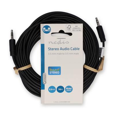 Nedis Stereo-Audiokabel | 3,5 mm Male | 3,5 mm Male | Vernikkeld | 10.0 m | Rond | Zwart | Label - CAGL22000BK100 Nedis Stereo-Audiokabel | 3,5 mm Male | 3,5 mm Male | Vernikkeld | 10.0 m | Rond | Zwart | Label - CAGL22000BK100