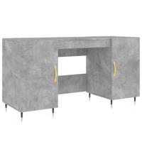 Bureau 140x50x75 cm bewerkt hout betongrijs - thumbnail