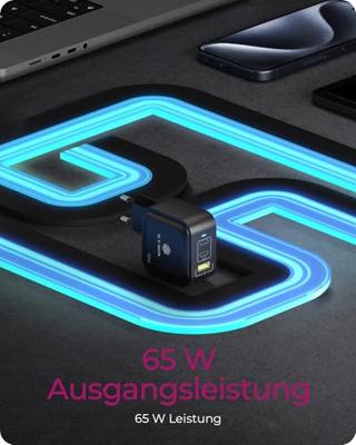 ICY BOX GaN Wandladegerät USB-C-adapter 65 W USB-C stekker, USB-A-stekker USB PD 3.0, Quick Charge 3.0 Zwart Binnen Qualcomm Quick Charge 3.0, GaN, USB Power