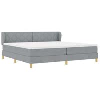 Boxspringbed met matras stof lichtgrijs 200x200 cm - thumbnail