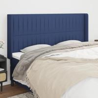 Hoofdbord met randen 203x16x118/128 cm stof blauw - thumbnail