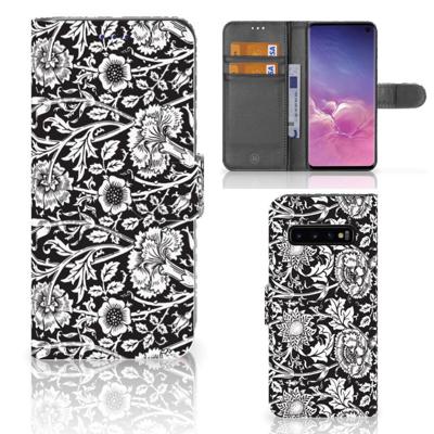 Samsung Galaxy S10 Hoesje Black Flowers Samsung Galaxy S10 Hoesje Black Flowers