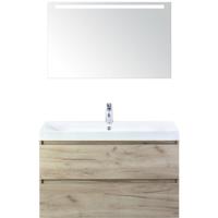 Maxx XL Badmeubelset 100 cm - Craft Oak - Wastafel Just 1 Kraangat met LED Spiegel - thumbnail