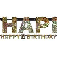 Letterbanner 18 Jaar Glitter Goud - thumbnail