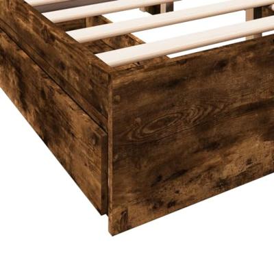 Bedframe met lades bewerkt hout gerookt eikenkleurig 135x190 cm