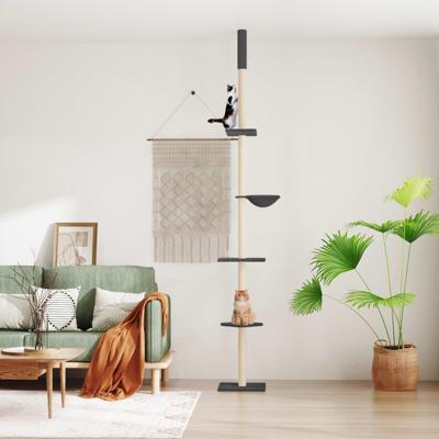 VidaXL Kattenmeubel vloer tot plafond 263,5-289,5 cm donkergrijs