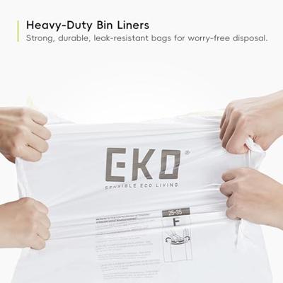 Eko vuilniszakken met trekbandsluiting, 25-35 liter, wit, 1 rol, 12 zakken