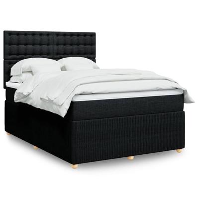Boxspring met matras stof zwart 140x190 cm