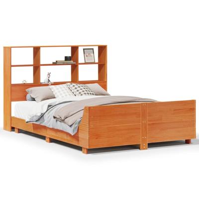 Bedframe zonder matras massief grenenhout wasbruin 135x190 cm