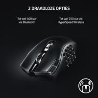 RAZER Naga V2 HyperSpeed Ergonomische gaming-muis Bluetooth, Radiografisch Optisch Zwart 21 Toetsen 30000 dpi Ergonomisch - thumbnail