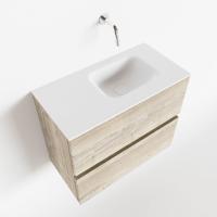 Mondiaz Ada 60cm toiletmeubel light brown grey met wastafel talc rechts zonder kraangat - thumbnail