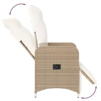 Tuinstoelen 2 st verstelbaar met kussens poly rattan beige - thumbnail