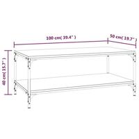 Salontafel 100x50x40 cm bewerkt hout zwart eikenkleurig - thumbnail