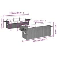 7-delige Loungeset met kussens poly rattan beige - thumbnail