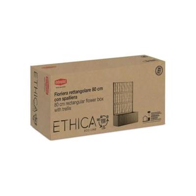 Ethica rechthoekige bloembak 80 cm met groen traliewerk