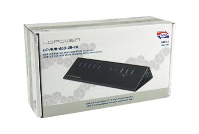 LC Power LC-HUB-ALU-2B-10 USB 3.2 Gen 1-hub 7 poorten Zwart